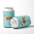 Central Asian Shepherd Dog Checkerboard Blue Can or Bottle Hugger Cooler Sleeve for Standard 12 oz Cans, Insulated Foam Beer & Soda Can Hugger Reusable