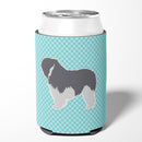 Polish Lowland Sheepdog Dog Checkerboard Blue Can or Bottle Hugger Cooler Sleeve for Standard 12 oz Cans, Insulated Foam Beer & Soda Can Hugger Reusable