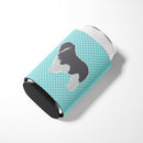 Polish Lowland Sheepdog Dog Checkerboard Blue Can or Bottle Hugger Cooler Sleeve for Standard 12 oz Cans, Insulated Foam Beer & Soda Can Hugger Reusable