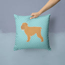 Brussels Griffon Checkerboard Blue Decorative Throw Pillow 14x14 Indoor Outdoor Accent Cushion, Fabric Cover with Insert for Sofa, Bed, Porch & Living Room