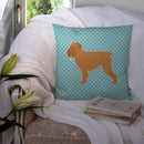 Brussels Griffon Checkerboard Blue Decorative Throw Pillow 14x14 Indoor Outdoor Accent Cushion, Fabric Cover with Insert for Sofa, Bed, Porch & Living Room