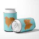 Pomeranian Checkerboard Blue Can or Bottle Hugger Cooler Sleeve for Standard 12 oz Cans, Insulated Foam Beer & Soda Can Hugger Reusable
