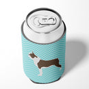 Boston Terrier Checkerboard Blue Can or Bottle Hugger BB3744CC