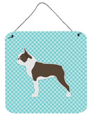 Boston Terrier Checkerboard Blue Wall or Door Hanging Prints BB3744DS66