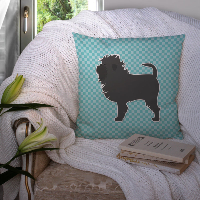 Affenpinscher Checkerboard Blue Fabric Decorative Pillow BB3748PW1414