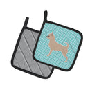 Chihuahua Checkerboard Blue Pot Holder Set of 2 Heat Resistant Quilted Hot Pads 7.5 x 7.5 Inch, Insulated Kitchen Trivets for Cooking & Baking