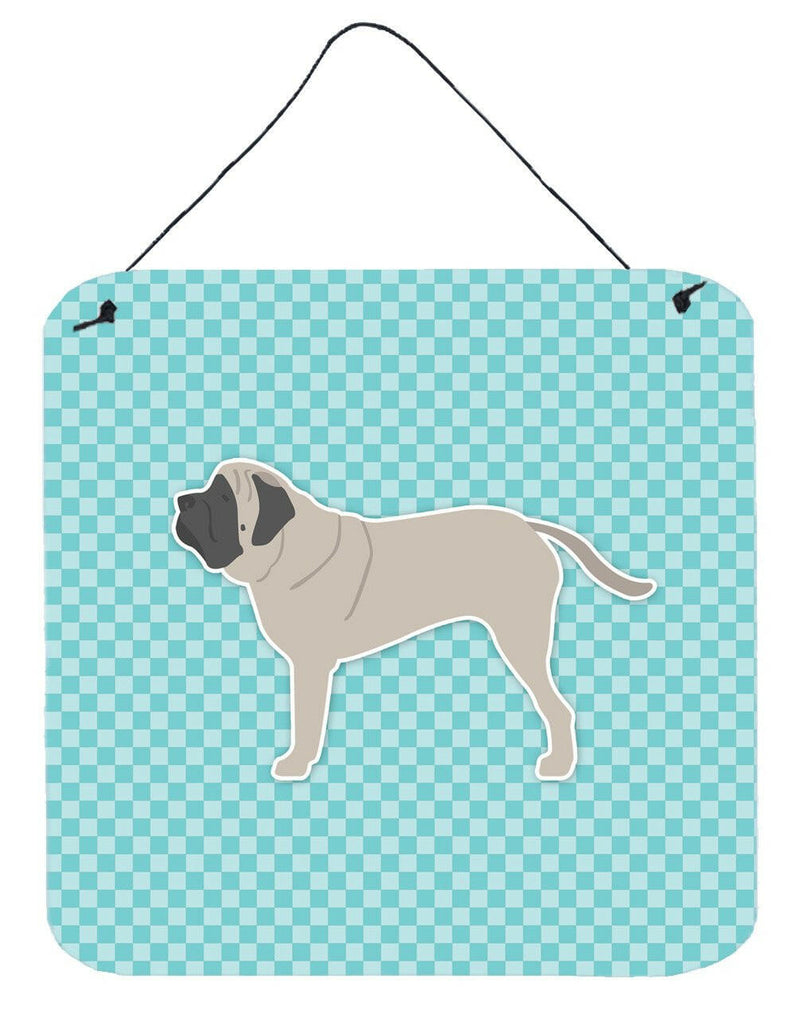 English Mastiff Checkerboard Blue Wall or Door Hanging Prints BB3756DS66