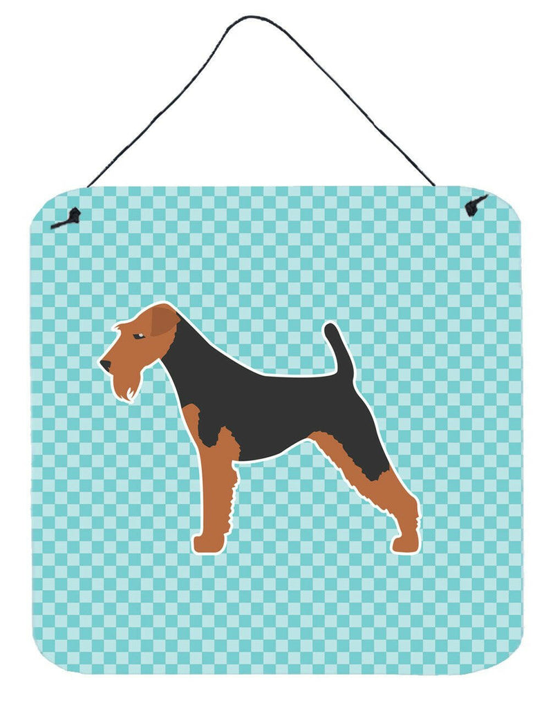 Airedale Terrier Checkerboard Blue Wall or Door Hanging Prints BB3757DS66