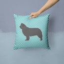 Newfoundland Checkerboard Blue Decorative Throw Pillow 14x14 Indoor Outdoor Accent Cushion, Fabric Cover with Insert for Sofa, Bed, Porch & Living Room