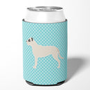 Dogo Argentino Checkerboard Blue Can or Bottle Hugger Cooler Sleeve for Standard 12 oz Cans, Insulated Foam Beer & Soda Can Hugger Reusable