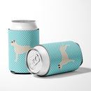 Dogo Argentino Checkerboard Blue Can or Bottle Hugger Cooler Sleeve for Standard 12 oz Cans, Insulated Foam Beer & Soda Can Hugger Reusable