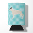 Dogo Argentino Checkerboard Blue Can or Bottle Hugger Cooler Sleeve for Standard 12 oz Cans, Insulated Foam Beer & Soda Can Hugger Reusable