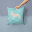 Dogo Argentino Checkerboard Blue Decorative Throw Pillow 14x14 Indoor Outdoor Accent Cushion, Fabric Cover with Insert for Sofa, Bed, Porch & Living Room