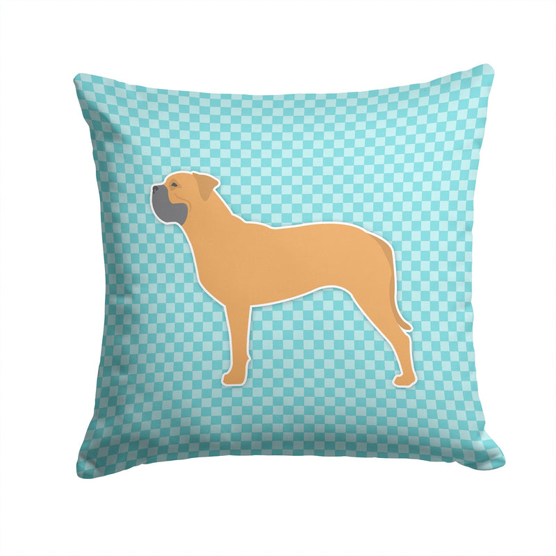 Bullmastiff Checkerboard Blue Fabric Decorative Pillow BB3771PW1414