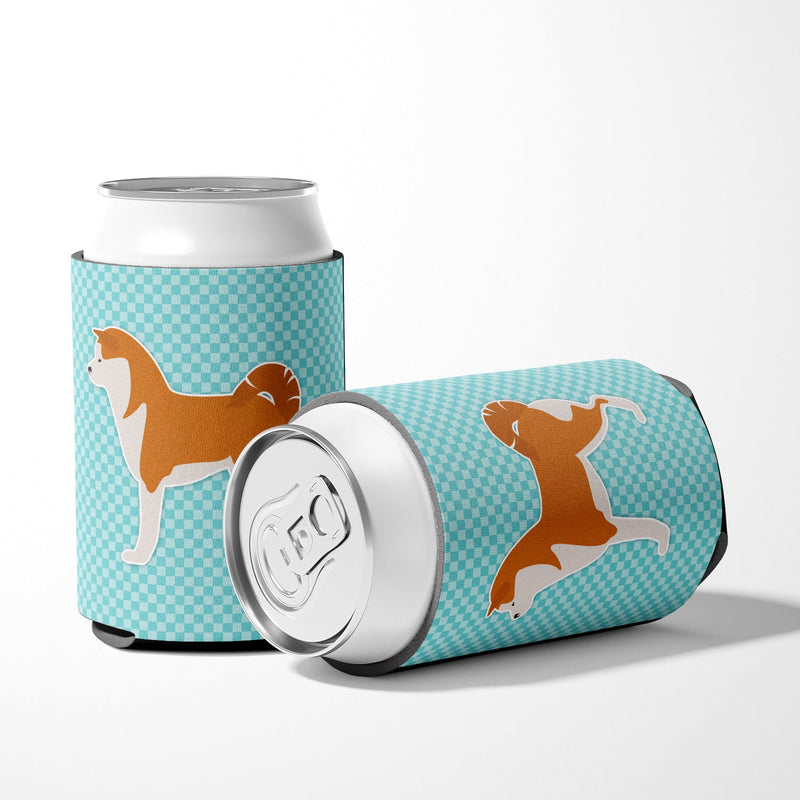 Akita Checkerboard Blue Can or Bottle Hugger BB3772CC