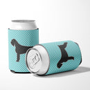 Giant Schnauzer Checkerboard Blue Can or Bottle Hugger Cooler Sleeve for Standard 12 oz Cans, Insulated Foam Beer & Soda Can Hugger Reusable