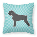 Giant Schnauzer Checkerboard Blue Decorative Throw Pillow 18x18 Indoor Outdoor Accent Cushion, Fabric Cover with Insert for Sofa, Bed, Porch & Living Room