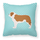 Saint Bernard Checkerboard Blue Decorative Throw Pillow 18x18 Indoor Outdoor Accent Cushion, Fabric Cover with Insert for Sofa, Bed, Porch & Living Room