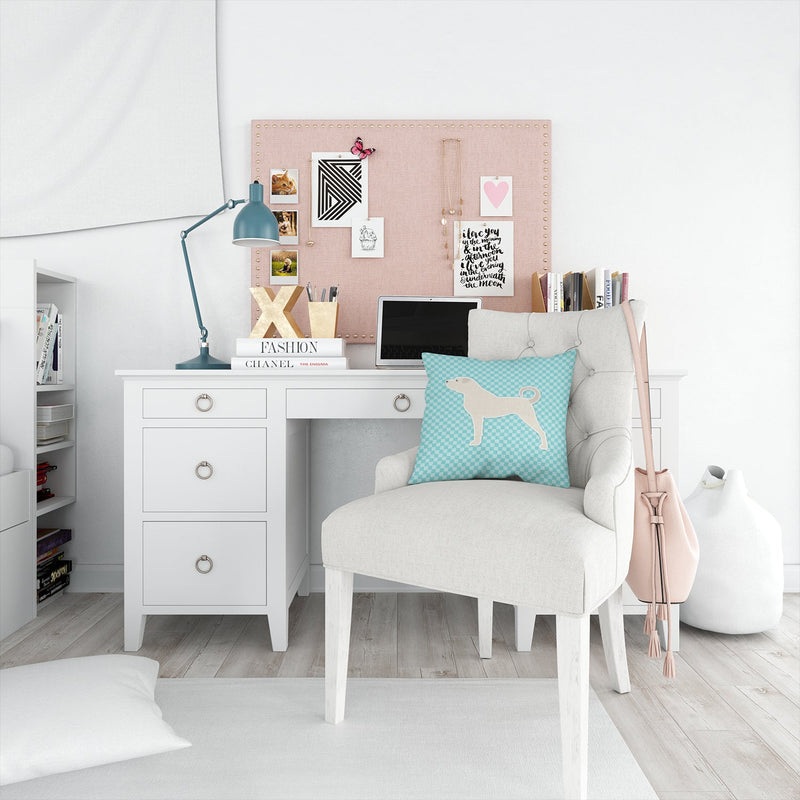 Anatolian Shepherd Checkerboard Blue Throw Pillow - 14x14 Decorative Pillow – Art for Your Home & Patio BB3777PW1414