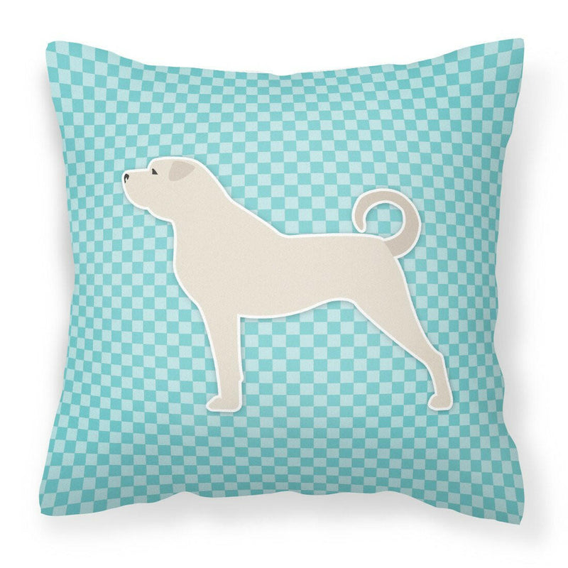 Anatolian Shepherd Checkerboard Blue Fabric Decorative Pillow BB3777PW1818