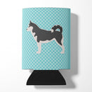 Siberian Husky Checkerboard Blue Can or Bottle Hugger Cooler Sleeve for Standard 12 oz Cans, Insulated Foam Beer & Soda Can Hugger Reusable