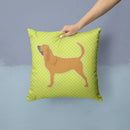 Bloodhound Checkerboard Green Throw Pillow - 14x14 Decorative Pillow – Art for Your Home & Patio BB3784PW1414