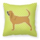 Bloodhound Checkerboard Green Fabric Decorative Pillow BB3784PW1818