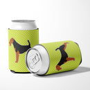Welsh Terrier Checkerboard Green Can or Bottle Hugger Cooler Sleeve for Standard 12 oz Cans, Insulated Foam Beer & Soda Can Hugger Reusable