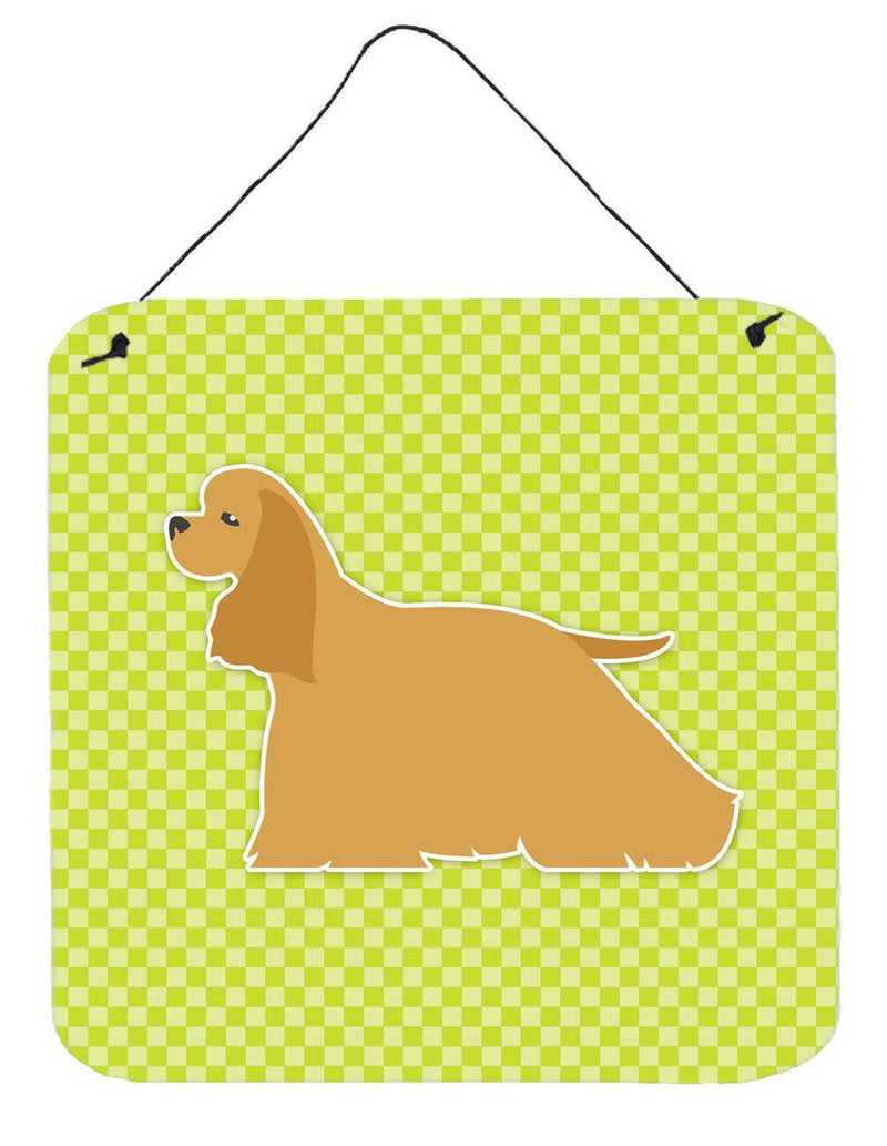 Cocker Spaniel Checkerboard Green Wall or Door Hanging Prints BB3786DS66