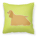 Cocker Spaniel Checkerboard Green Decorative Throw Pillow 18x18 Indoor Outdoor Accent Cushion, Fabric Cover with Insert for Sofa, Bed, Porch & Living Room