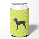 Toy Fox Terrier Checkerboard Green Can or Bottle Hugger Cooler Sleeve for Standard 12 oz Cans, Insulated Foam Beer & Soda Can Hugger Reusable