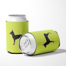 Toy Fox Terrier Checkerboard Green Can or Bottle Hugger Cooler Sleeve for Standard 12 oz Cans, Insulated Foam Beer & Soda Can Hugger Reusable