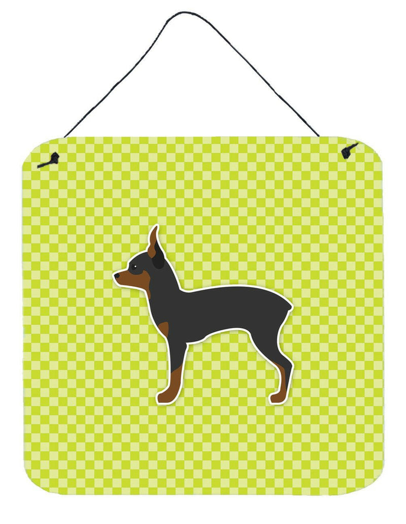 Toy Fox Terrier Checkerboard Green Wall or Door Hanging Prints BB3787DS66