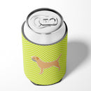 Border Terrier Checkerboard Green Can or Bottle Hugger BB3789CC
