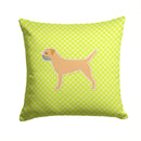 Border Terrier Checkerboard Green Throw Pillow - 14x14 Decorative Pillow – Art for Your Home & Patio BB3789PW1414