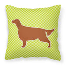 Irish Setter Checkerboard Green Decorative Throw Pillow 18x18 Indoor Outdoor Accent Cushion, Fabric Cover with Insert for Sofa, Bed, Porch & Living Room