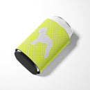 Bedlington Terrier Checkerboard Green Can or Bottle Hugger Cooler Sleeve for Standard 12 oz Cans, Insulated Foam Beer & Soda Can Hugger Reusable