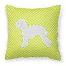 Bedlington Terrier Checkerboard Green Decorative Throw Pillow 18x18 Indoor Outdoor Accent Cushion, Fabric Cover with Insert for Sofa, Bed, Porch & Living Room