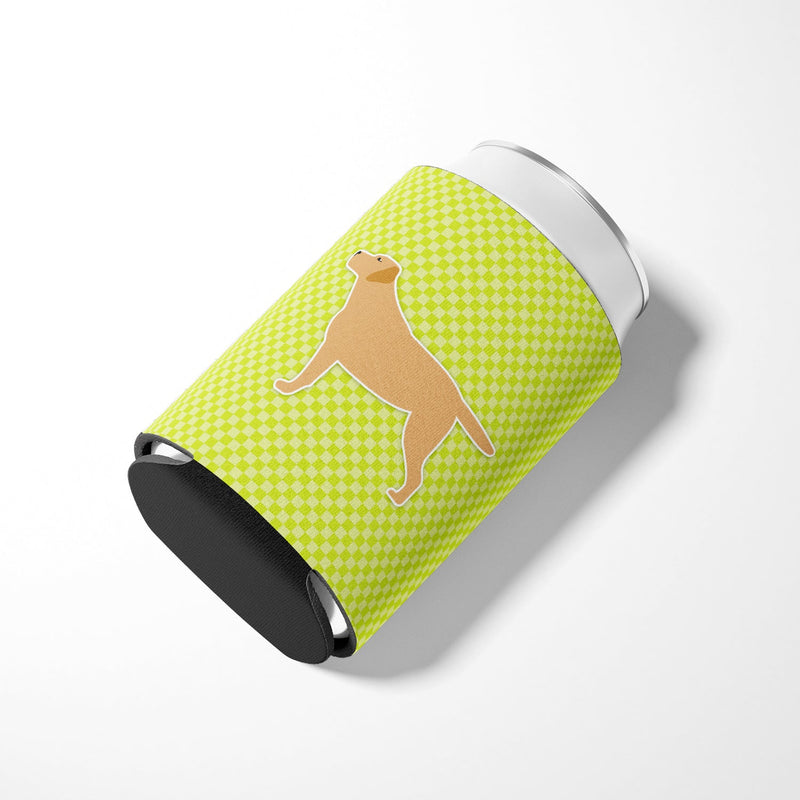 Yellow Labrador Retriever Checkerboard Green Can or Bottle Hugger BB3797CC