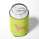 Yellow Labrador Retriever Checkerboard Green Can or Bottle Hugger Cooler Sleeve for Standard 12 oz Cans, Insulated Foam Beer & Soda Can Hugger Reusable