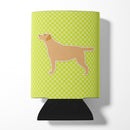 Yellow Labrador Retriever Checkerboard Green Can or Bottle Hugger Cooler Sleeve for Standard 12 oz Cans, Insulated Foam Beer & Soda Can Hugger Reusable