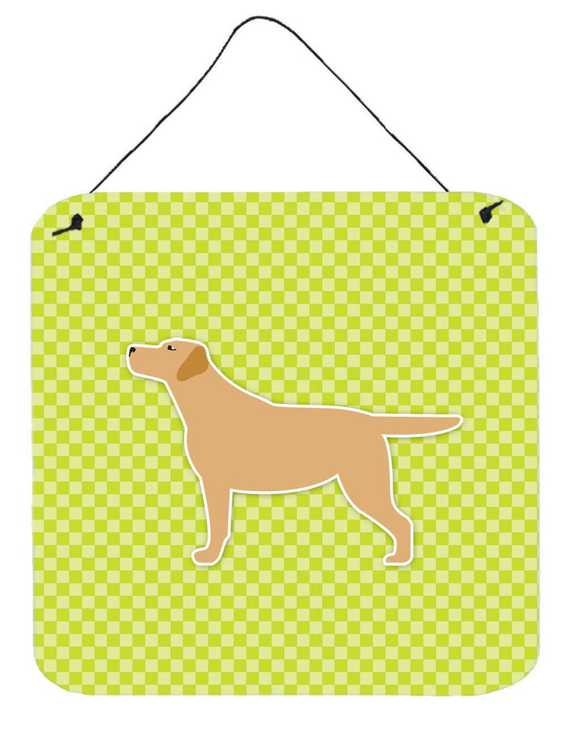 Yellow Labrador Retriever Checkerboard Green Wall or Door Hanging Prints BB3797DS66