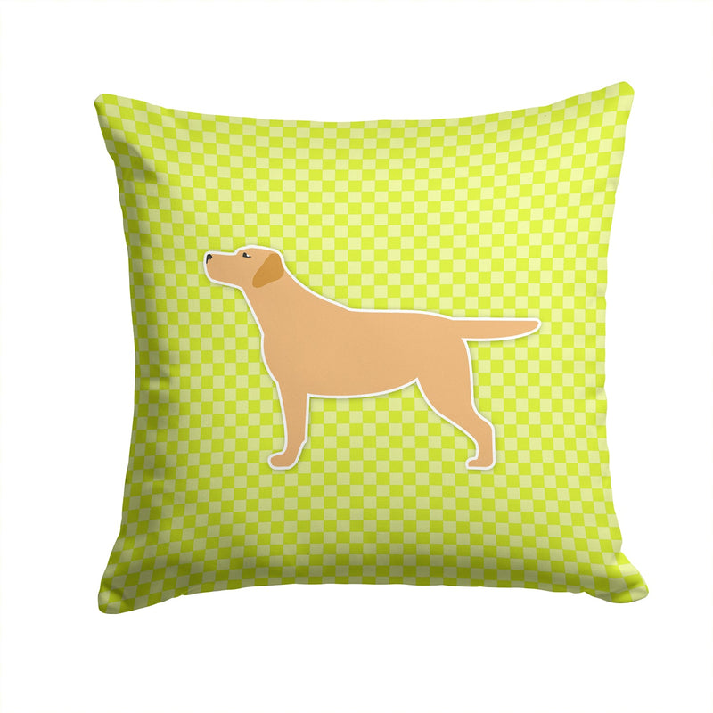 Yellow Labrador Retriever Checkerboard Green Fabric Decorative Pillow BB3797PW1414