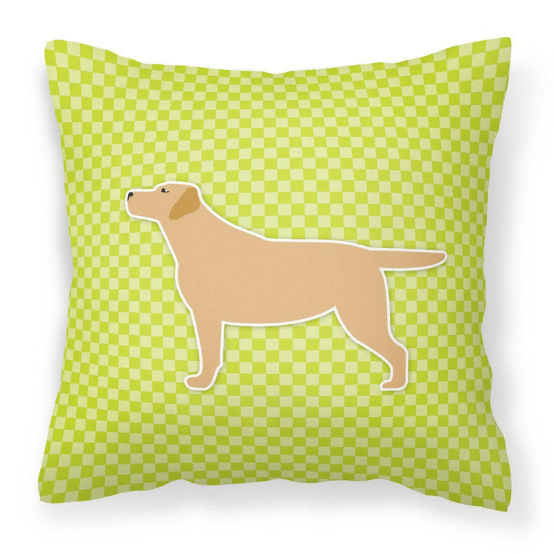 Yellow Labrador Retriever Checkerboard Green Fabric Decorative Pillow BB3797PW1818