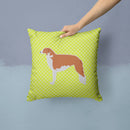 Borzoi Russian Greyhound Checkerboard Green Throw Pillow - 14x14 Decorative Pillow – Art for Your Home & Patio BB3799PW1414