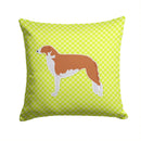 Borzoi Russian Greyhound Checkerboard Green Throw Pillow - 14x14 Decorative Pillow – Art for Your Home & Patio BB3799PW1414