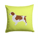 Welsh Springer Spaniel Checkerboard Green Decorative Throw Pillow 14x14 Indoor Outdoor Accent Cushion, Fabric Cover with Insert for Sofa, Bed, Porch & Living Room