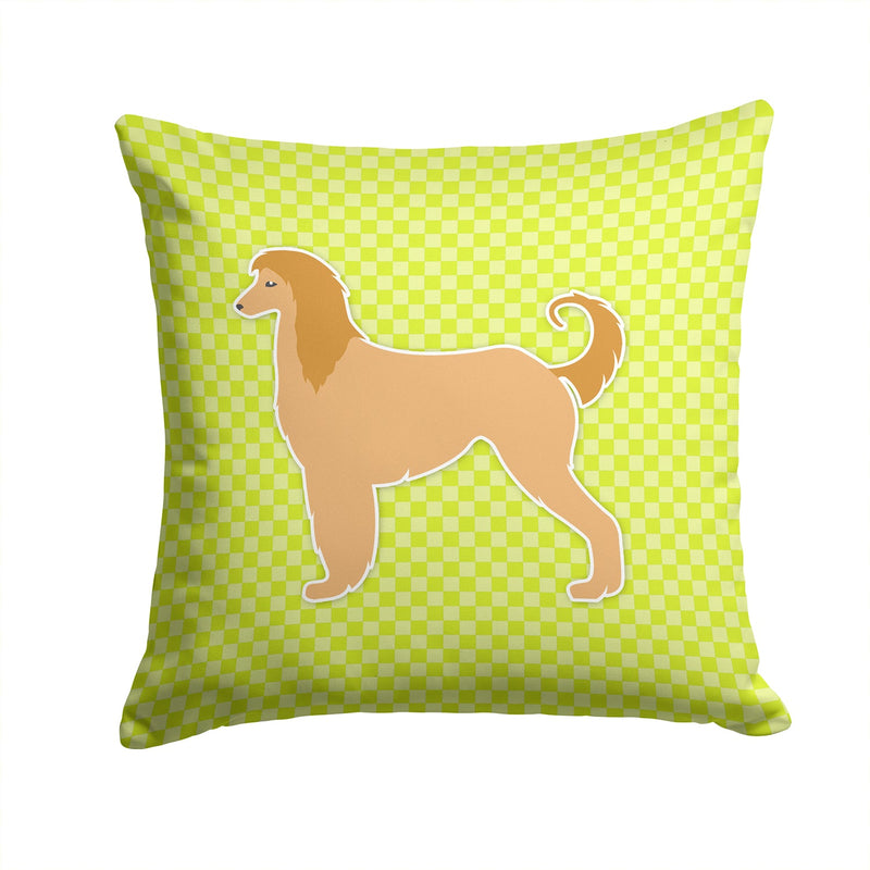 Afghan Hound Checkerboard Green Fabric Decorative Pillow BB3806PW1414