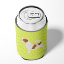 Jack Russell Terrier Checkerboard Green Can or Bottle Hugger Cooler Sleeve for Standard 12 oz Cans, Insulated Foam Beer & Soda Can Hugger Reusable
