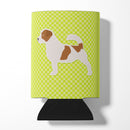 Jack Russell Terrier Checkerboard Green Can or Bottle Hugger Cooler Sleeve for Standard 12 oz Cans, Insulated Foam Beer & Soda Can Hugger Reusable